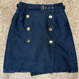 Marc by Marc Jacobs High Waist Coastal Belted Navy Button Down Lined Wrap Skirt